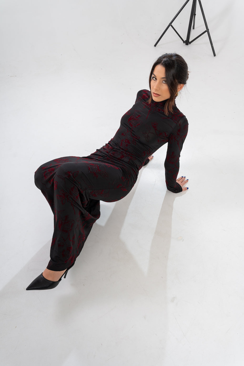 Abito lungo tessuto a rilievo